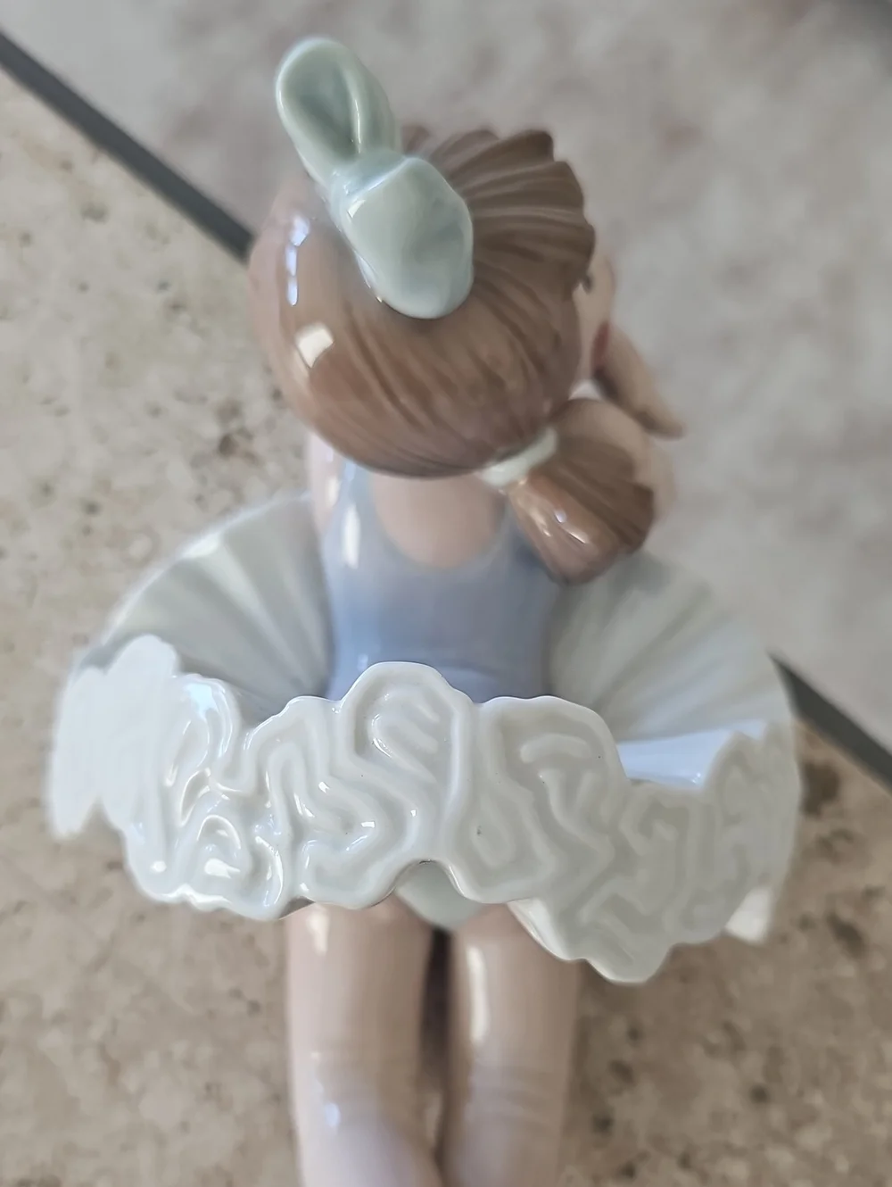 Lladro Porcelain Girl Figurine Vase in White, Brown, Pink